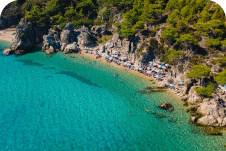 Παραλία στη Χαλκιδική με χρυσή άμμο και καθαρά νερά